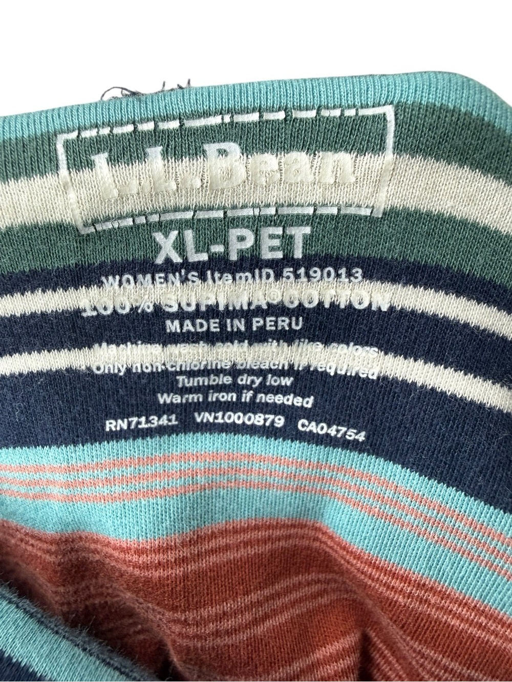 L.L.Bean XL Petite Supima Cotton Striped Turtleneck Top Multicolor - Picture 3 of 8